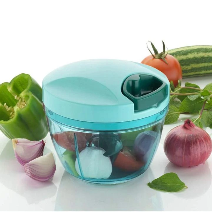 Manual Pull Cord Food Chopper | 3-Blade Mini Handy Kitchen Vegetable Cutter